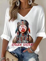 Women's no more stolen sisters MMIW V-neck tops