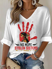Women's no more stolen sisters MMIW V-neck tops