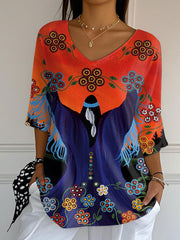 Women's Indigenous Art V-Neck T-Shirts