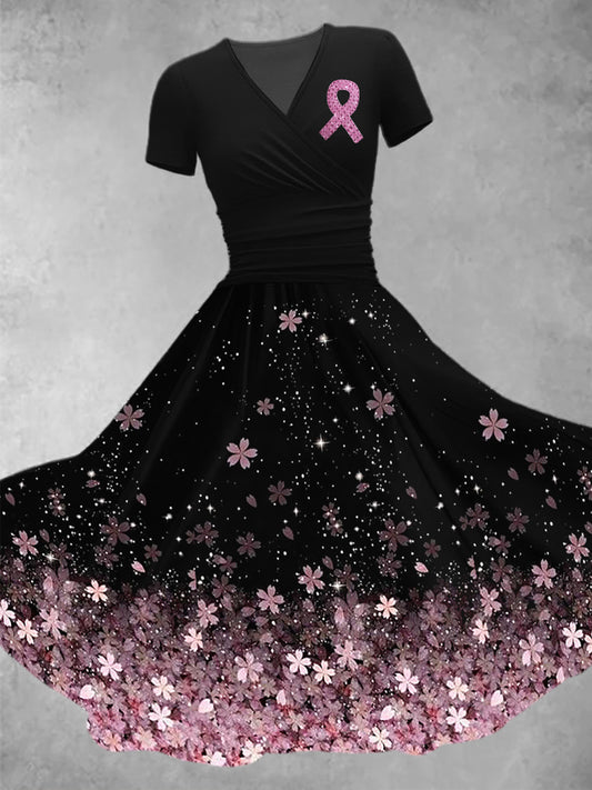 Women's Breast Cancer Awareness Short Sleeve Dress