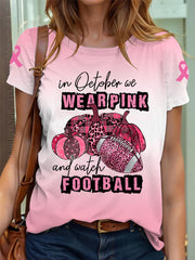 Women's In October We Wear Pink And Watch Football Short-sleeved T-shirt