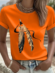 Women's Tribal Feather Print T-Shirt
