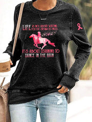 Women's Breast Cancer Awareness Print Casual Sweatshirt
