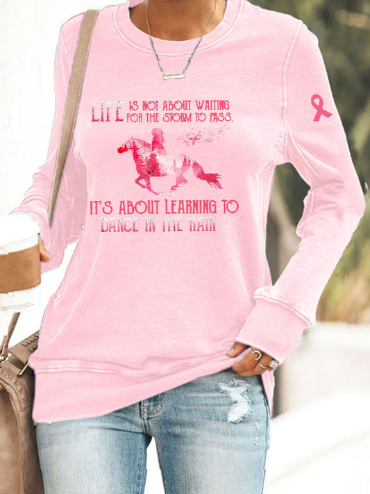 Women's Breast Cancer Awareness Print Casual Sweatshirt