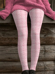 Women's Pink Plaid Print Casual Leggings