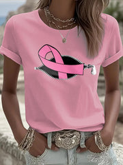 Women's Breast Cancer Awareness Pink Ribbon short-sleeved T-shirt