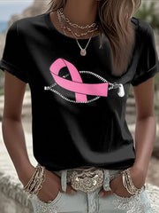 Women's Breast Cancer Awareness Pink Ribbon short-sleeved T-shirt