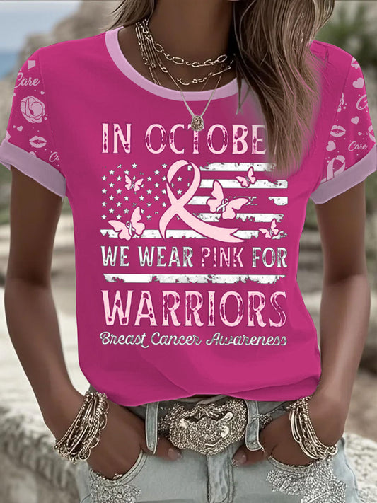 Women's Breast Cancer Printed T-shirt