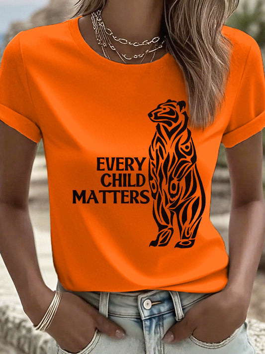Women's Every Child Matters Black Bear Print T-Shirt