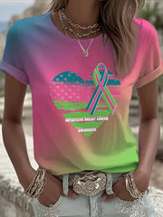Women's Metastatic Breast Cancer Awareness Print Casual T-Shirt