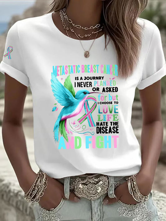 Women's Metastatic Breast Cancer Awareness Print Casual T-Shirt