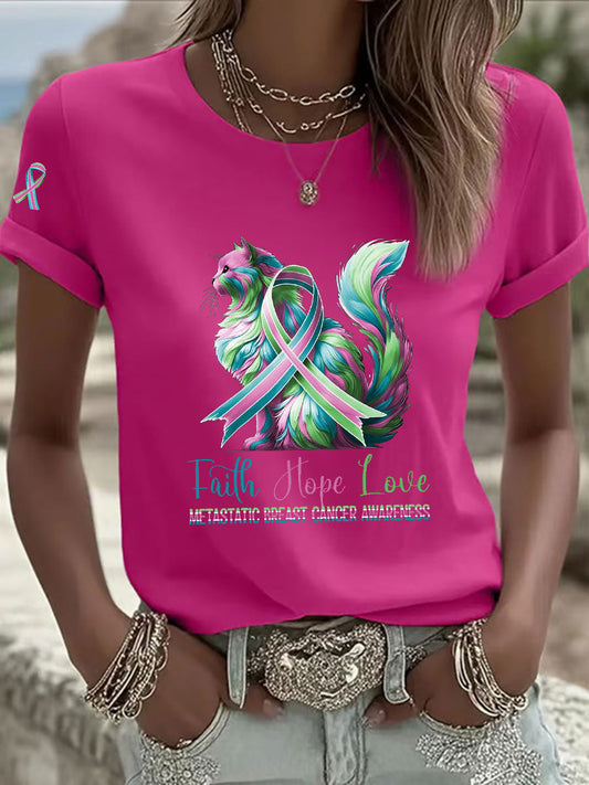 Women's Metastatic Breast Cancer Awareness Print Casual T-Shirt