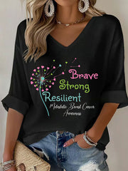Women's Metastatic Breast Cancer Awareness Print Casual T-Shirt
