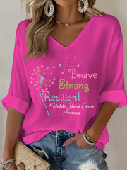 Women's Metastatic Breast Cancer Awareness Print Casual T-Shirt