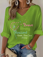 Women's Metastatic Breast Cancer Awareness Print Casual T-Shirt