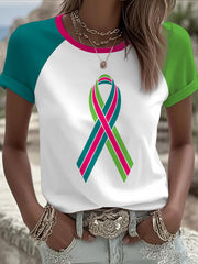 Women's Metastatic Breast Cancer Awareness Print Casual T-Shirt