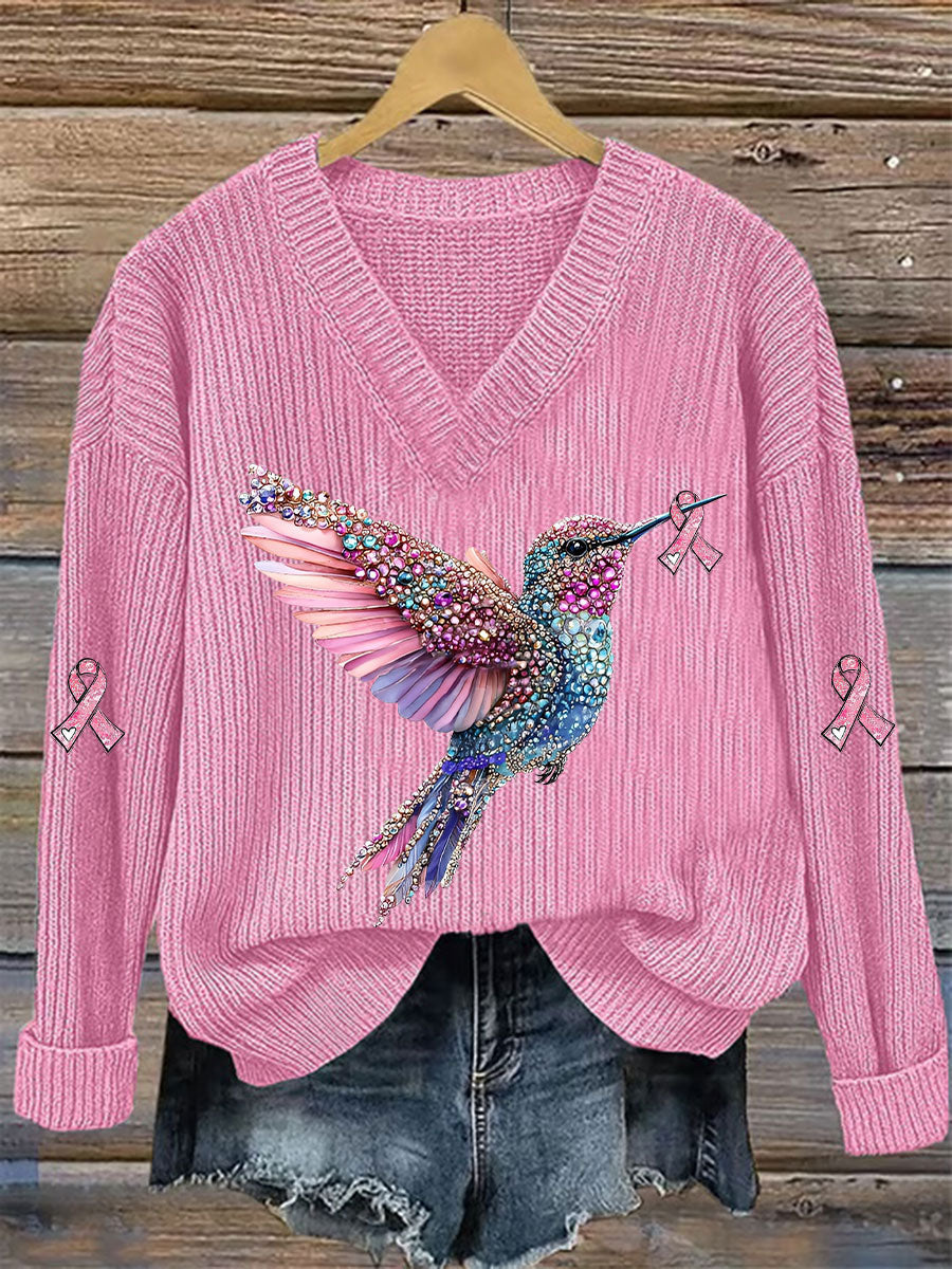 Women's Breast Cancer Awareness Pink Ribbon Print Casual Top