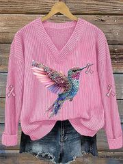 Women's Breast Cancer Awareness Pink Ribbon Print Casual Top