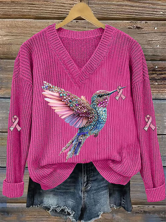 Women's Breast Cancer Awareness Pink Ribbon Print Casual Top