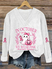 Women's In October We Wear Pink Printed Casual Top