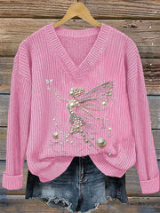 Women's Pink Pearl Print Casual Top