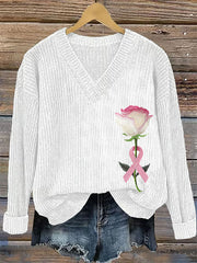 Women's Breast Cancer Awareness Pink Ribbon Print Casual Top