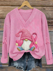 Women's Breast Cancer Awareness Pink Ribbon Print Casual Top