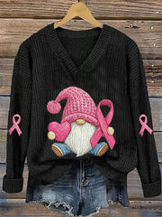 Women's Breast Cancer Awareness Pink Ribbon Print Casual Top