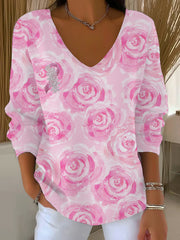 Women's Breast Cancer Pink Printed Casual Top