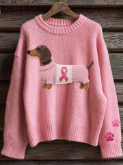 Women's Lovely Dachshund Pattern Cozy Knit Sweater