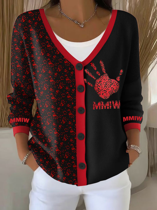Women's MMIW Red Palm Cardigan
