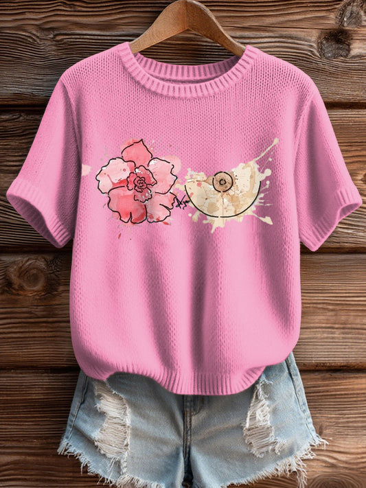 Women's Breast Cancer Awareness Art Painting Knit Top
