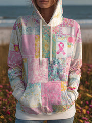 Women's Pink Ribbon Hooded Sweatshirt with Pockets