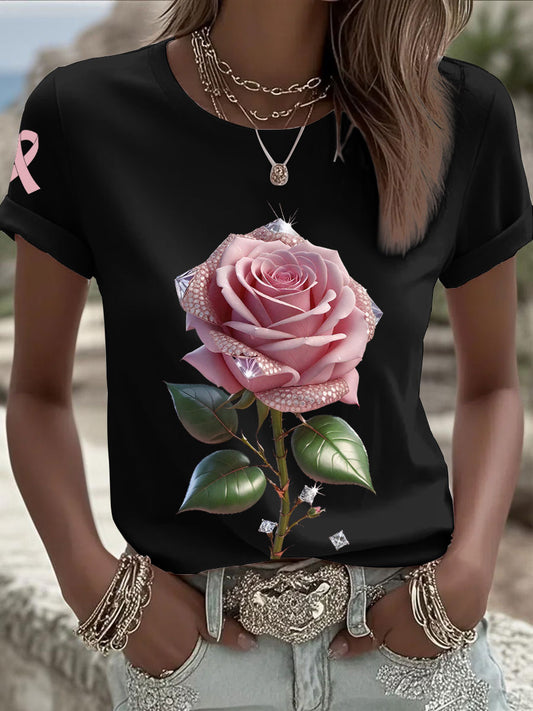 Women's Breast Cancer Awareness Pink Roses T-Shirts