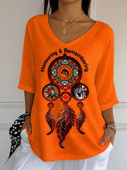 Women's honouring remembering V-neck tops