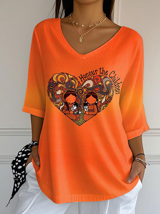 Women's honour the children V-neck tops