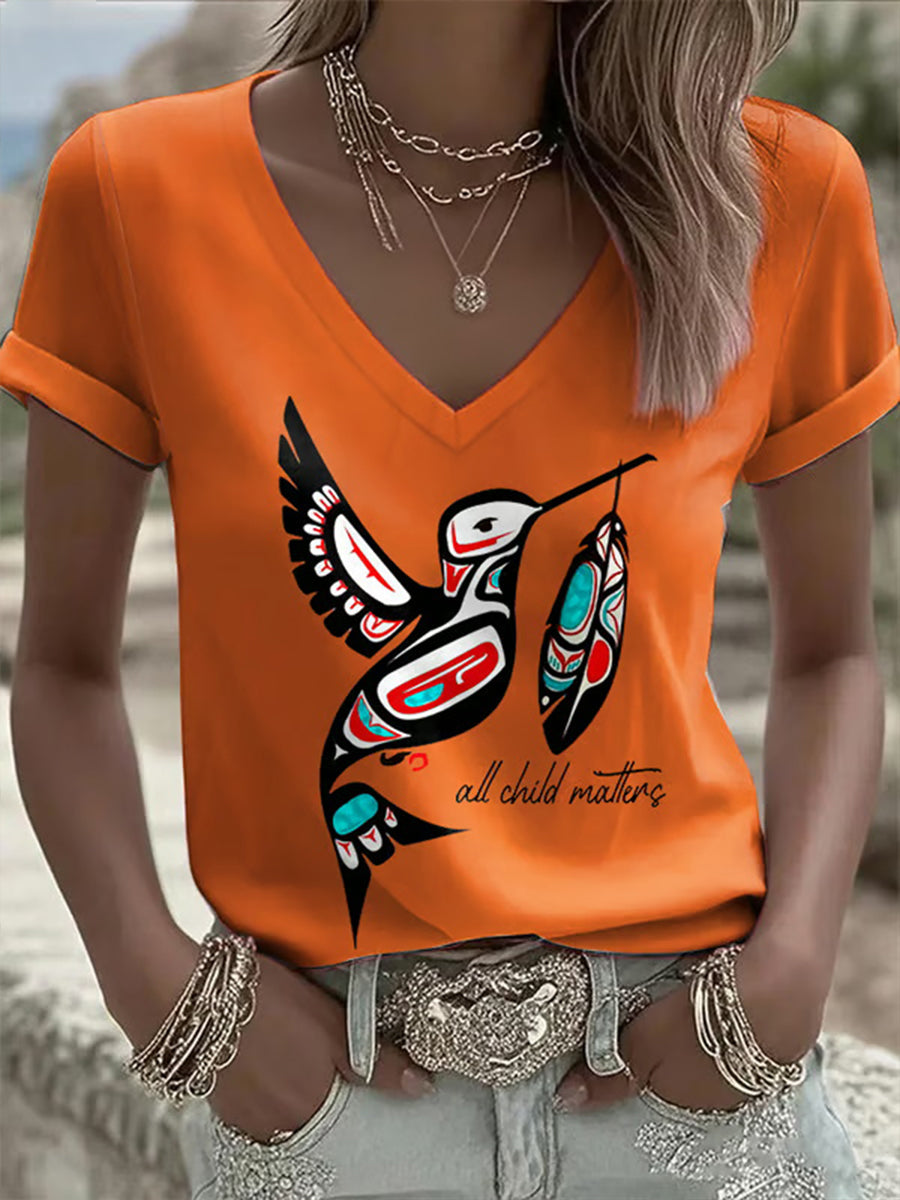 Women's All Child Matters Printed Casual T-shirt