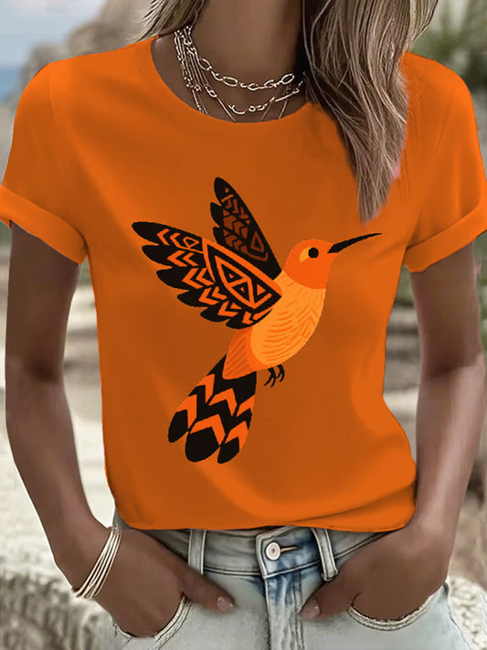 Women's Orange Shirt Daily Print Casual T-shirt