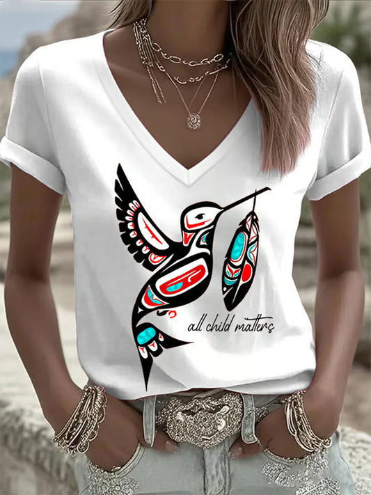 Women's All Child Matters Printed Casual T-shirt