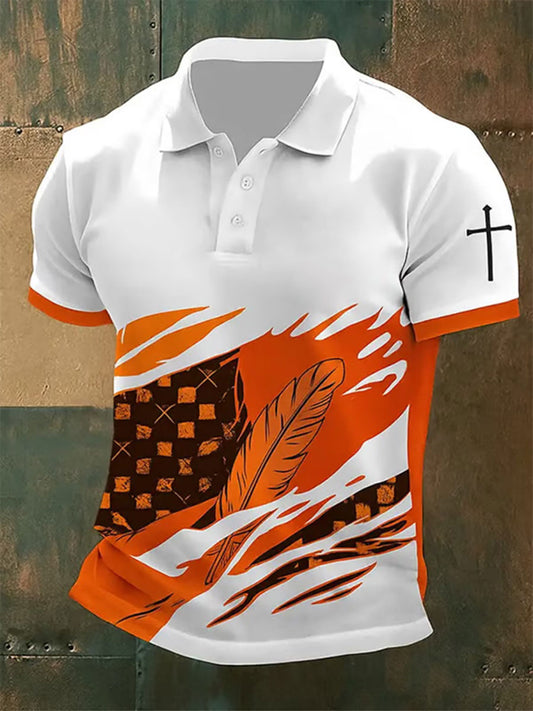 Men's Orange Shirt Daily Print Casual Top