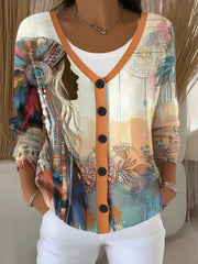 Women's Indigenous Art Print Cardigan