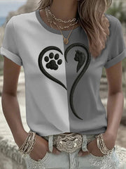 Women's Breast Cancer Awareness Cat Short-sleeved T-shirt