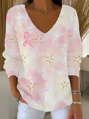 Women's Breast Cancer Pink Printed Casual Top