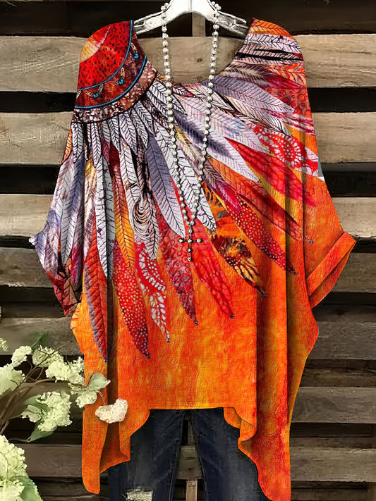 Women's indigenous art printed tops