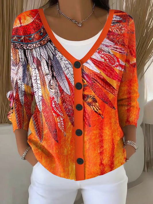 Women's Indigenous Art Printed Cardigan