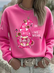 Women's Pink Ribbon Print Casual Sweatshirt