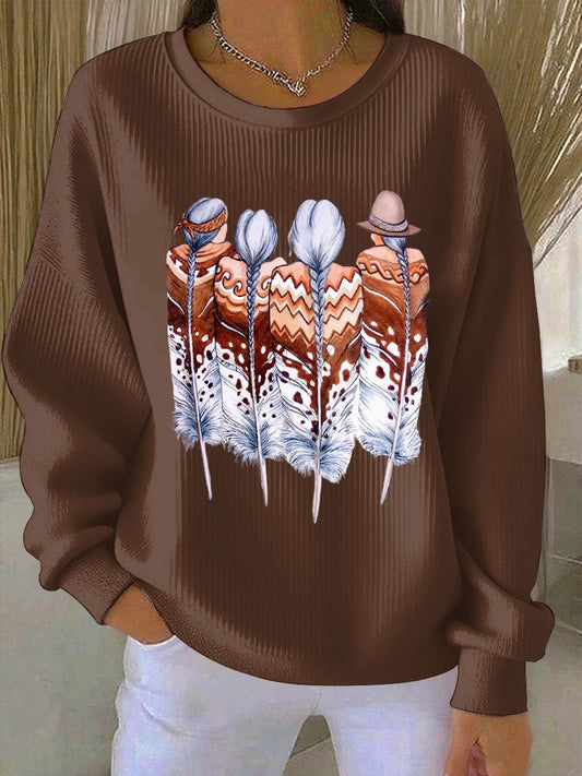 Women Indigenous Feather Art Sweatshirts