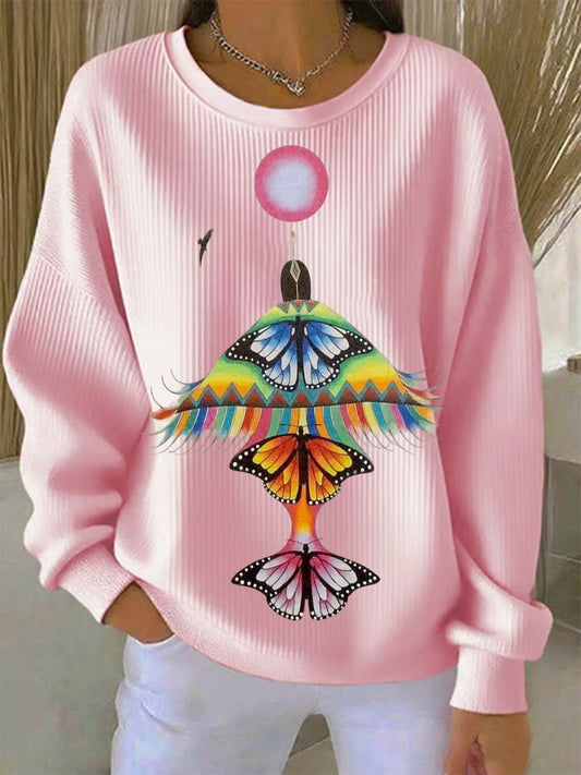 Women Indigenous Feather Art Sweatshirts