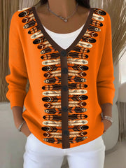 Women's Indigenous Feather Art Printed Cardigan