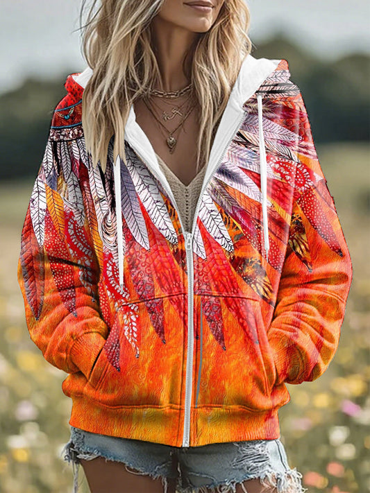 Women’s clothing indigenous art printed coats